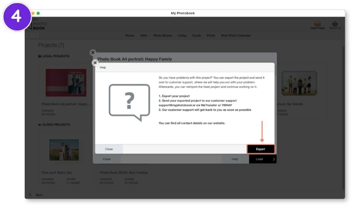Klik op "Exporteren" in de downloadsoftware